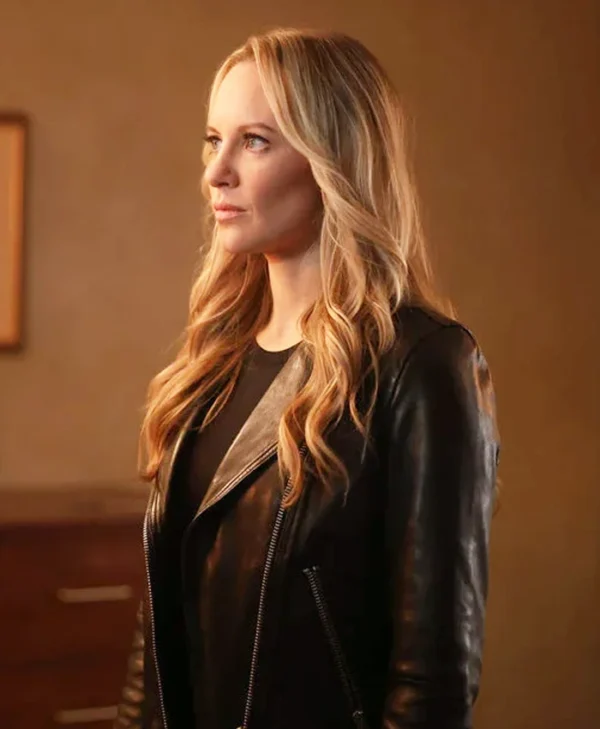 Found S02 Danielle Savre Black Leather Jacket Side
