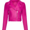 Found S02 Gabrielle Walsh Pink Cropped Leather Jacket