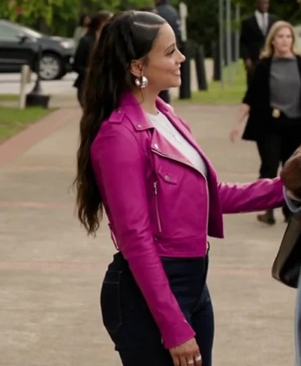 Found S02 Gabrielle Walsh Pink Leather Jacket