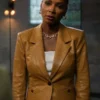 Found S02 Shanola Hampton Brown Leather Blazer For Sale