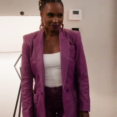 Found S02 Shanola Hampton Purple Leather Blazer