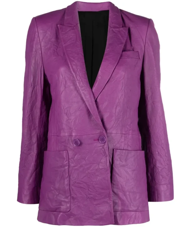 Found S02 Shanola Hampton Purple Leather Blazer Front