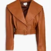 Frame Cropped Belted Leather Jacket webp