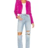 Fuchsia Leather Womens Classic Biker Jacket Walk webp