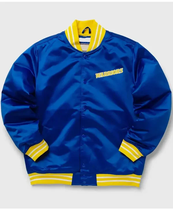 Golden State Warriors Heavyweight Blue Satin Jacket webp