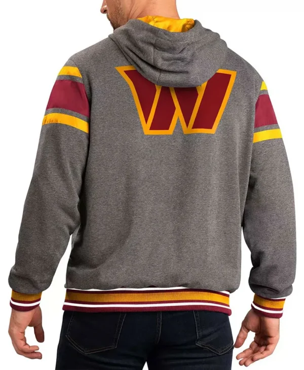 Gray Washington Commanders Extreme Hoodie back webp