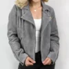 Grey Suede Jacket Womens webp