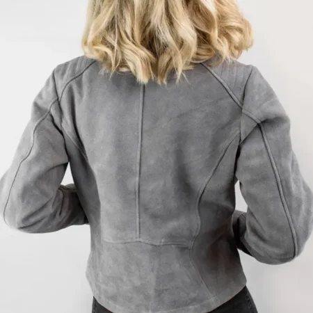 Grey Suede Jacket Womens Back webp