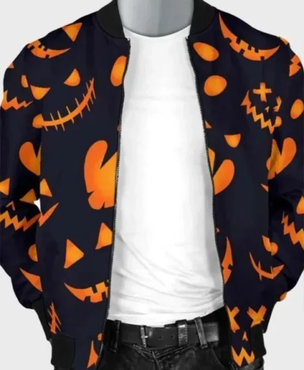 Halloween Pumpkins Pattern Black Jacket