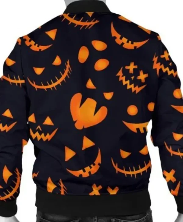 Halloween Pumpkins Pattern Black Jacket Back