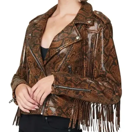 Hannah Snake Leather Jacket Side webp