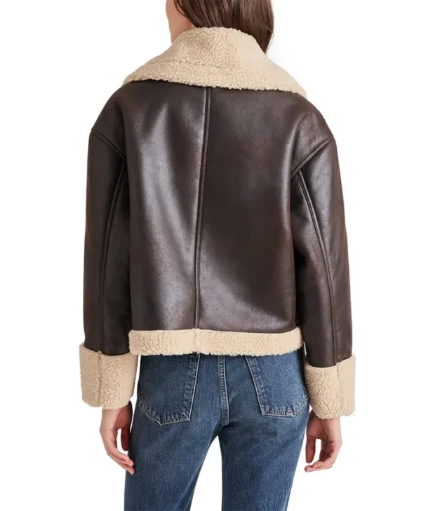 Harper Brown Aviator Jacket Womens Back webp