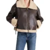 Harper Brown Aviator Jacket Womens Collar webp