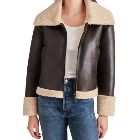 Harper Brown Aviator Jacket Womens Main webp