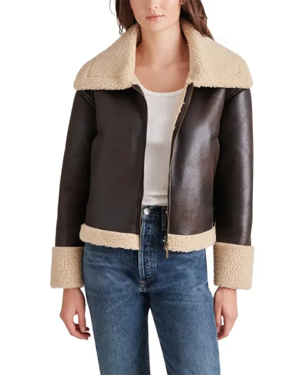 Harper Brown Aviator Jacket Womens Main webp