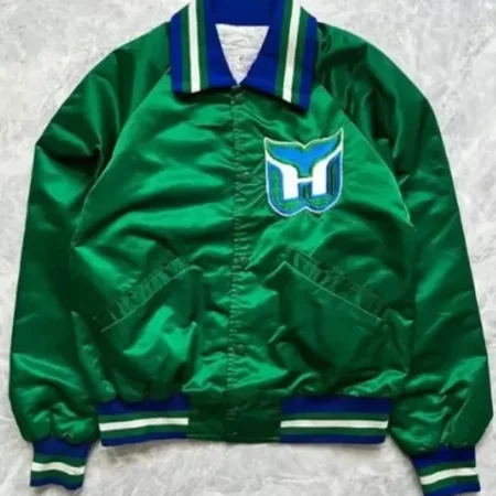 Hartford Whalers Starter Green Satin Jacket webp