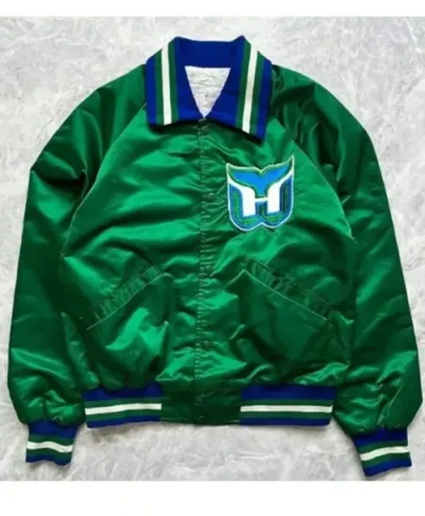Hartford Whalers Starter Green Satin Jacket webp