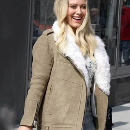 Hilary Duff Younger White Fur Collar Camel Color Jacket