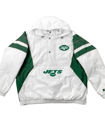 Home Team New York Jets White Half Zip Jacket webp