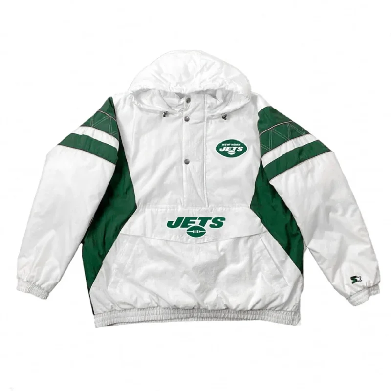 Home Team New York Jets White Half Zip Jacket webp