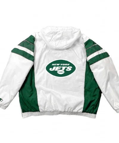 Home Team New York Jets White Half Zip Jacket back webp