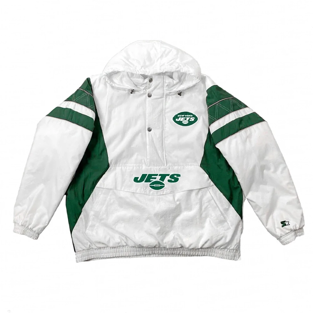 Home Team New York Jets White Half Zip Jacket webp Home Team New York Jets White Half Zip Jacket webp