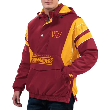 Home Team Washington Commanders Burgundy Half Zip Hoodie Jacket webp