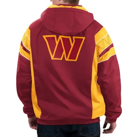 Home Team Washington Commanders Burgundy Half Zip Hoodie Jacket back webp