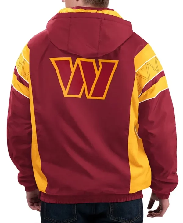 Home Team Washington Commanders Burgundy Half Zip Hoodie Jacket back webp