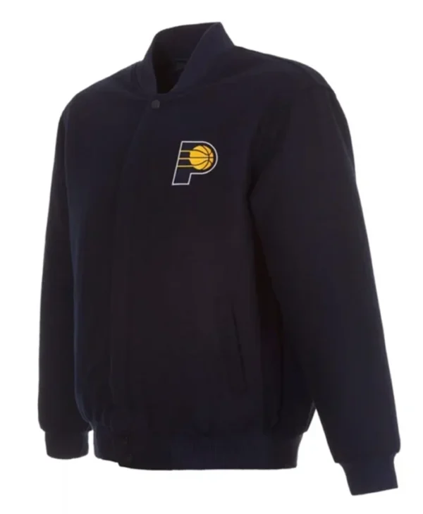 Indiana Pacers Navy Blue Wool Varsity Jacket webp