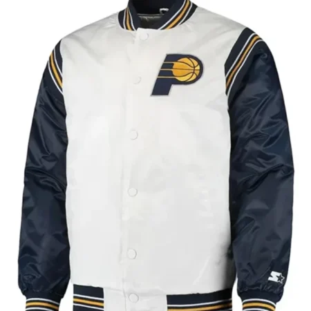 Indiana Pacers Renegade White And Navy Varsity Jacket webp