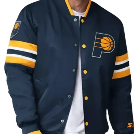 Indiana Pacers Scout I Navy Blue Varsity Jacket webp