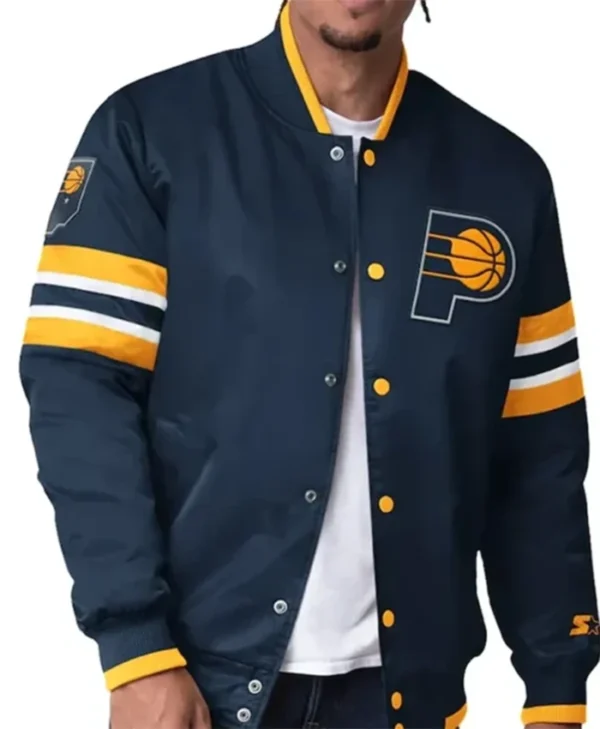 Indiana Pacers Scout I Navy Blue Varsity Jacket webp