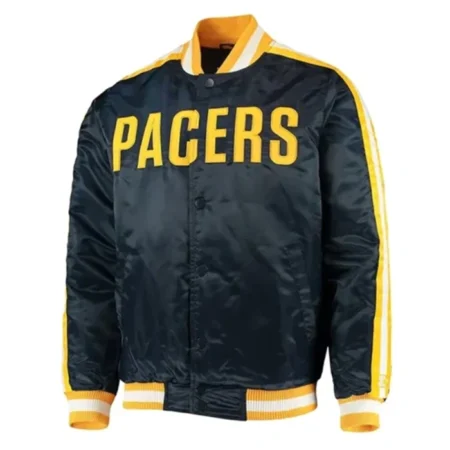 Indiana Pacers The Offensive Navy Blue Varsity Jacket webp