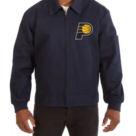 Indiana Pacers Workwear Navy Blue Bomber Jacket webp