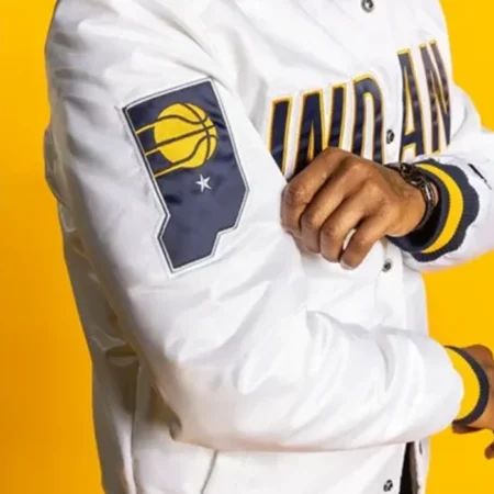 Indiana Pacers X White Varsity Jacket webp