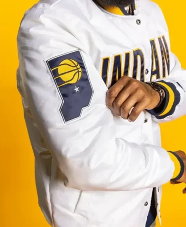 Indiana Pacers X White Varsity Jacket webp