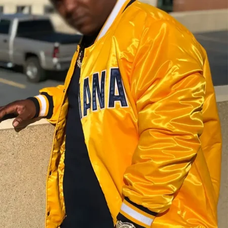 Indiana Pacers X Yellow Varsity Jacket webp