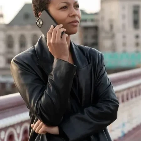 Industry Season 03 Harper Stern Black Leather Blazer