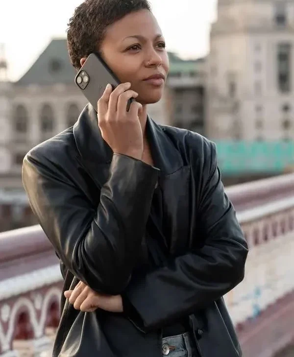 Industry Season 03 Harper Stern Black Leather Blazer On Sale