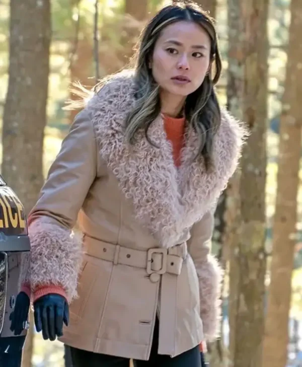 Jamie Chung Dexter New Blood Beige Fur Trim Jacket