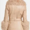 Jamie Chung Dexter New Blood Beige Fur Trim Jacket Back