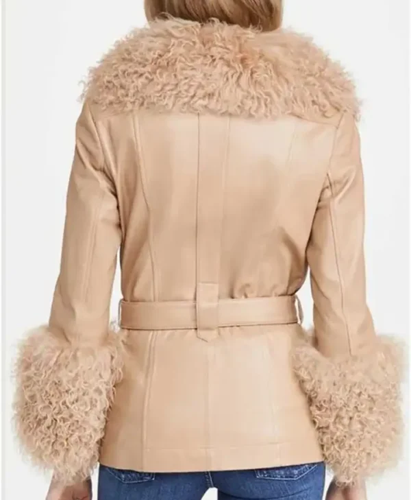 Jamie Chung Dexter New Blood Beige Fur Trim Jacket Back