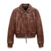 Jenna Brown Classic Collar Leather Jacket Main webp