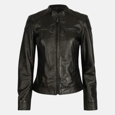 Jennifer Womens Black Leather Jacket main webp