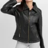 Jennifer Womens Black Motorcycle Jacket Main webp