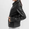 Jennifer Womens Black Motorcycle Jacket Pocket webp