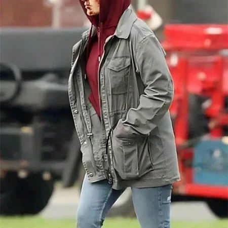 Jessica Chastain Ava Cotton Grey Jacket