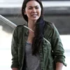 Jessica Henwick Iron Fist Colleen Wing Green Cotton Jacket closeup