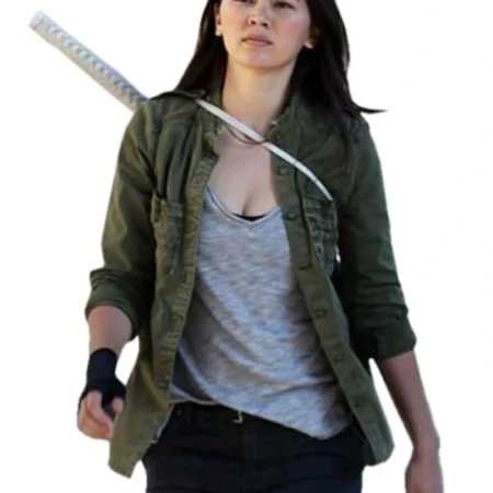 Jessica Henwick Iron Fist Colleen Wing Green Cotton Jacket front
